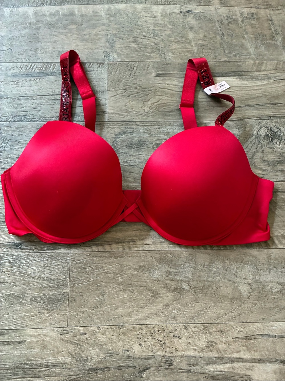 Victoria Secret Satin Rhinestone Logo Strap Push Up Bra - Picture 6 of 11